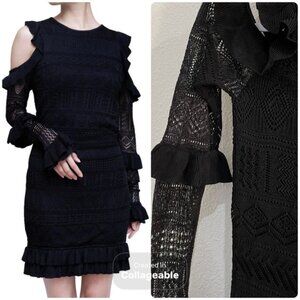 Ronny Kobo Black Lace Dress Whimsigoth Designer Embroidered Black Party